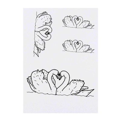 Azeeda 4 x 'Love Swans' Temporary Tattoos - Water Resistant, Skin-Safe, Non-Toxic Transfers, Mixed Sizes (TO00032827)
