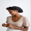 Grace Eleyae GE Women's Adjustable Satin Lined Sleep Cap Slap Hair Care Beanie Hat, Black view 2