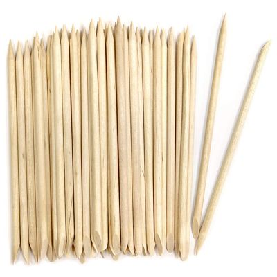 200 Pack, Dual Tip Pointed and Angled Wood Sticks for Nail Art Cuticle Pusher Eyebrow Waxing, Manicures, Nail Art, 4.5 Inch Length by CraftySticks