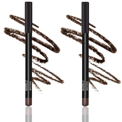 BaeBlu Natural Eyeliner Pencil, Brown (Pack of 2) - Hypoallergenic, Water & Smudge Proof Eyeliner for Sharp Lines and Defined Eyes - Long-Lasting & Organic with Jojoba & Castor Oil for Sensitive Eyes