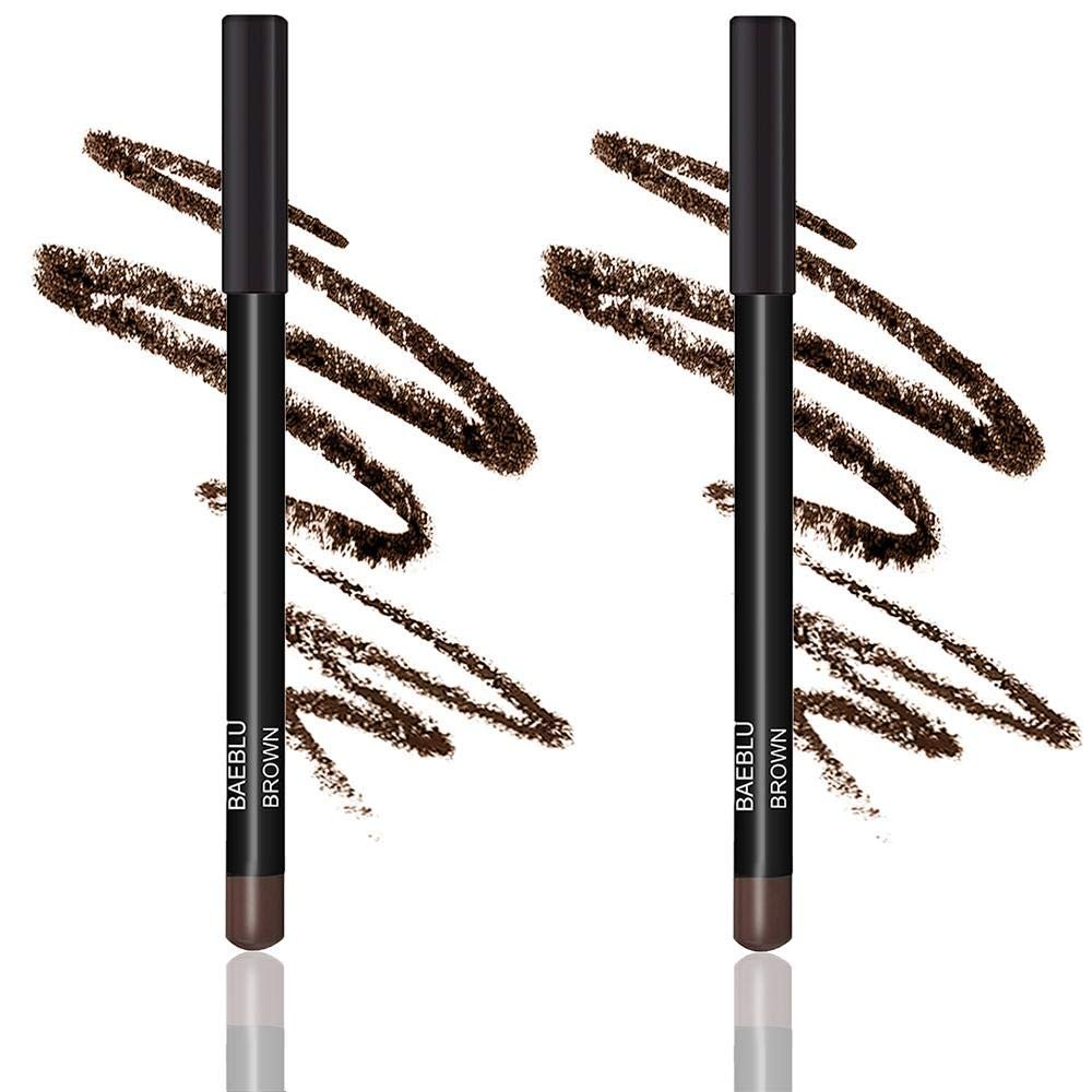 BaeBlu Natural Eyeliner Pencil, Brown (Pack of 2) - Hypoallergenic, Water & Smudge Proof Eyeliner for Sharp Lines and Defined Eyes - Long-Lasting & Organic with Jojoba & Castor Oil for Sensitive Eyes