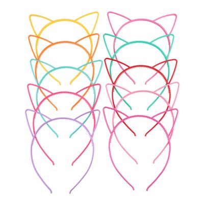 10 Pcs Lovely Cat Ears Hair Band Plastic Candy Colors Headband Hair Hoop Daily Decoration Party Modeling Tool Women Hair Accessories (Random Color)