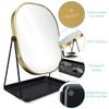 Navaris Vanity Mirror with Tray - Table Top Mirror with Metal Stand and Storage - 7" x 9" Mirror Size - for Makeup, Tabletop, Desk - Gold Finish view 3