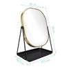 Navaris Vanity Mirror with Tray - Table Top Mirror with Metal Stand and Storage - 7" x 9" Mirror Size - for Makeup, Tabletop, Desk - Gold Finish view 4