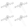 4 Pcs Elegant Rhinestone Crystal Hairpin Imitation Pearls Flower Bride Headwear U-shaped Hair Fork Hairpin Woman Hair Accessory (Silver) view 1