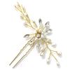 4 Pcs Elegant Rhinestone Crystal Hairpin Imitation Pearls Flower Bride Headwear U-shaped Hair Fork Hairpin Woman Hair Accessory (Gold) view 4
