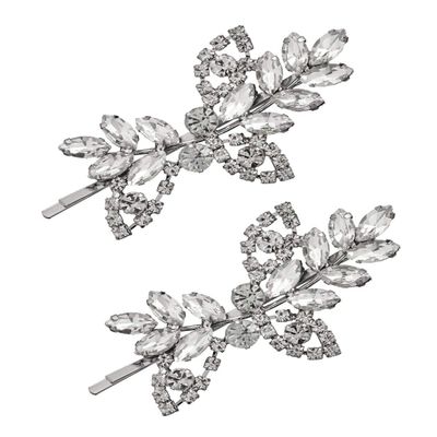 2 Pcs Shining Rhinestone Leaf Bobby Pin Hair Clips Bridal Side Clip Hair Barrettes Hairpin Woman Elegant Hair Accessories