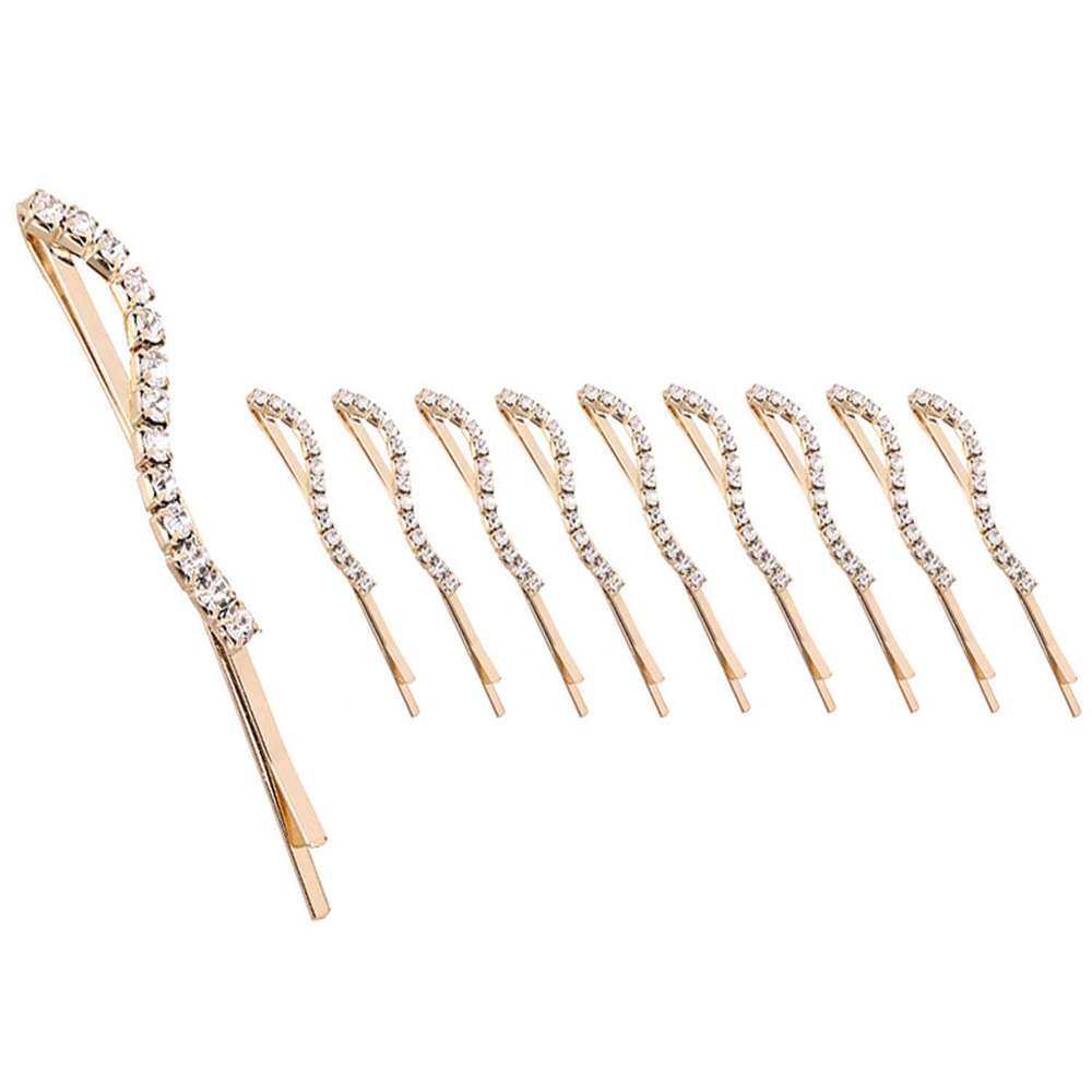 12PCS Rhinestone Bobby Pins Crystal Hair Clips Women Lady Alloy Barrettes Hairpin Side Clip Hair Accessories (B#)