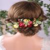 Anglacesmade Bridal Flower Hair Comb Burgundy Dark Red Flower Yellow Bud Eucalyptus Headpiece for Spring Wedding Photo Shoot Bride Bridesmaids Flower Girls Hair Accessories view 1