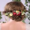 Anglacesmade Bridal Flower Hair Comb Burgundy Dark Red Flower Yellow Bud Eucalyptus Headpiece for Spring Wedding Photo Shoot Bride Bridesmaids Flower Girls Hair Accessories view 4