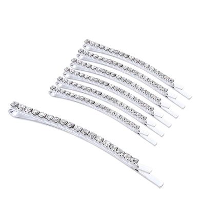 10 PCS Lady Women Hair Clips Fashion Rhinestone Hair Pin Metal Bobby Pin Sweet Crystal Hair Barrettes Decorations (Silver)