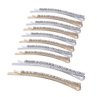 10 PCS Lady Women Hair Clips Fashion Rhinestone Hair Pin Metal Bobby Pin Sweet Crystal Hair Barrettes Decorations (Gold+Silver)