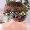Anglacesmade Bridal Flower and Leaf Hair Comb Burgundy Dark Red Floral Back Comb Eucalyptus Bush Headpiece for Rustic Wedding Photo Shoot Bride Bridesmaids Flower Girls Hair Accessories view 2