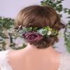 Anglacesmade Bridal Flower and Leaf Hair Comb Burgundy Dark Red Floral Back Comb Eucalyptus Bush Headpiece for Rustic Wedding Photo Shoot Bride Bridesmaids Flower Girls Hair Accessories view 3