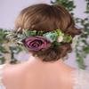 Anglacesmade Bridal Flower and Leaf Hair Comb Burgundy Dark Red Floral Back Comb Eucalyptus Bush Headpiece for Rustic Wedding Photo Shoot Bride Bridesmaids Flower Girls Hair Accessories view 4