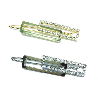 2PCS Fashion Metal Alloy Hair Clips Rhinestone Pins Side Clamp Hairpin Bobby Pins Headdress Hair Accessories