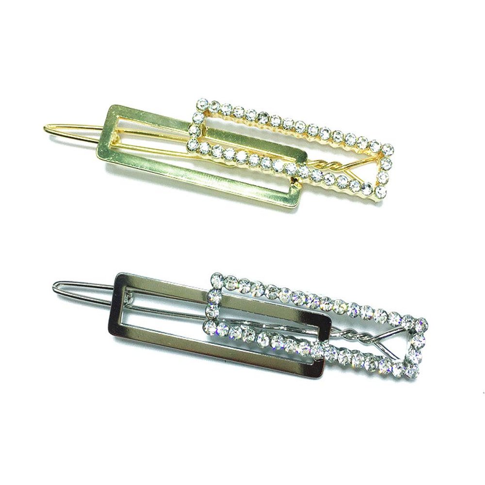 2PCS Fashion Metal Alloy Hair Clips Rhinestone Pins Side Clamp Hairpin Bobby Pins Headdress Hair Accessories