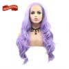 Purple Lace Front Wigs for Women Real Long Body Wave Soft Lilac Purple Wig Frontal Lace Lavender Synthetic Colorful Lace Wig Natural Hairline Glueless Heat Resistant Fiber Hair Cosplay Party 24 Inch view 2