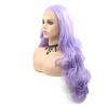 Purple Lace Front Wigs for Women Real Long Body Wave Soft Lilac Purple Wig Frontal Lace Lavender Synthetic Colorful Lace Wig Natural Hairline Glueless Heat Resistant Fiber Hair Cosplay Party 24 Inch view 3