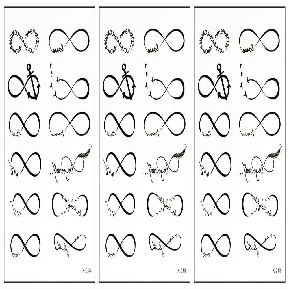 PARITA Small Tattoos Heart Bird Anchor Eight Infinity Lines Cartoon Temporary Water Transfer Tattoo Paper for Women Kids Men Body Art Arms Legs Hand Neck Decorations Fun Party Gift (Pack 3 PCS.) (15)