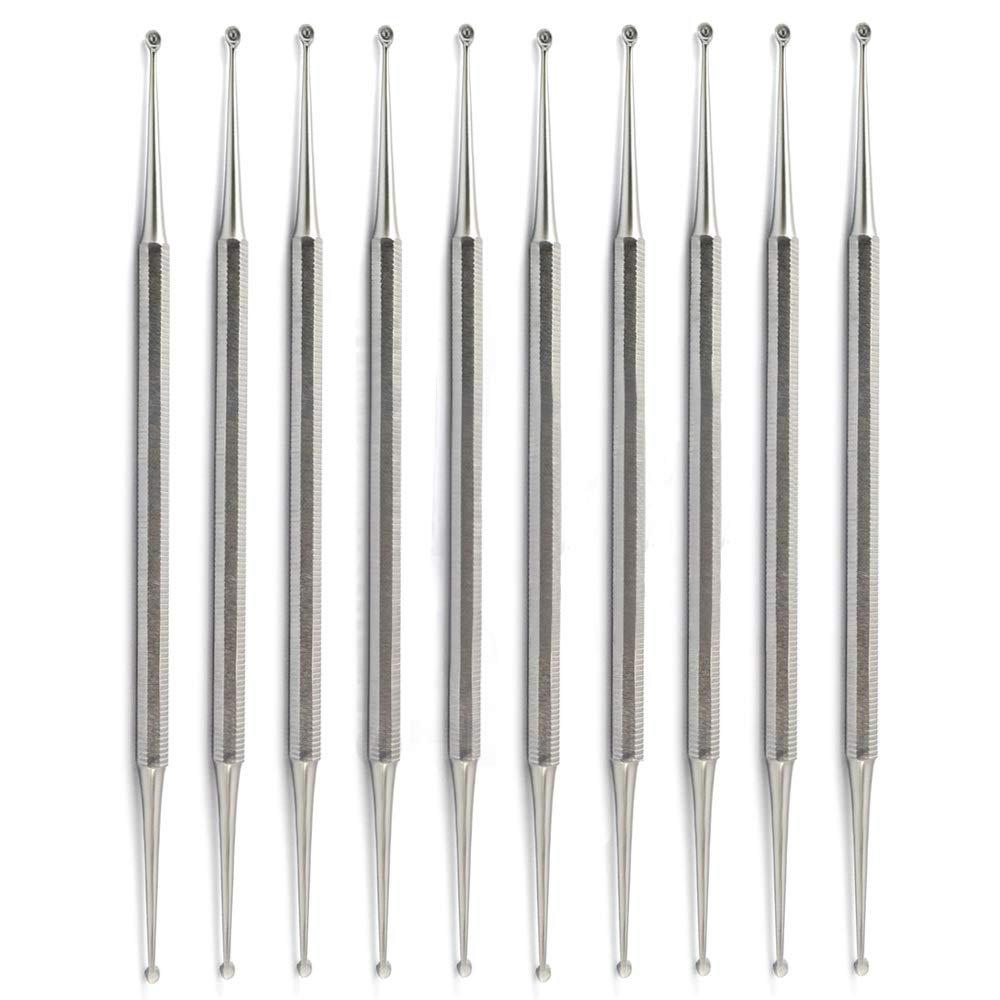 10 Pieces Set Nail Curette Under-nails Cleaner Double Ended 1.5mm-2.5mm Dermal Ingrown Toe-Nail Cleaning Scoops Manicure Pedicure Cuticle Tools