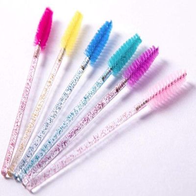 50pcs Shiny Disposable Eyelash Applicator Wands Curler Brush Set Mascara Eyebrow Spoolers Comb Wands Spoolies Brushes (pink)