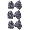 Big Velvet Hair Bow Clip With Design for girls - Set of 3 Grey view 1