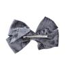 Big Velvet Hair Bow Clip With Design for girls - Set of 3 Grey view 4