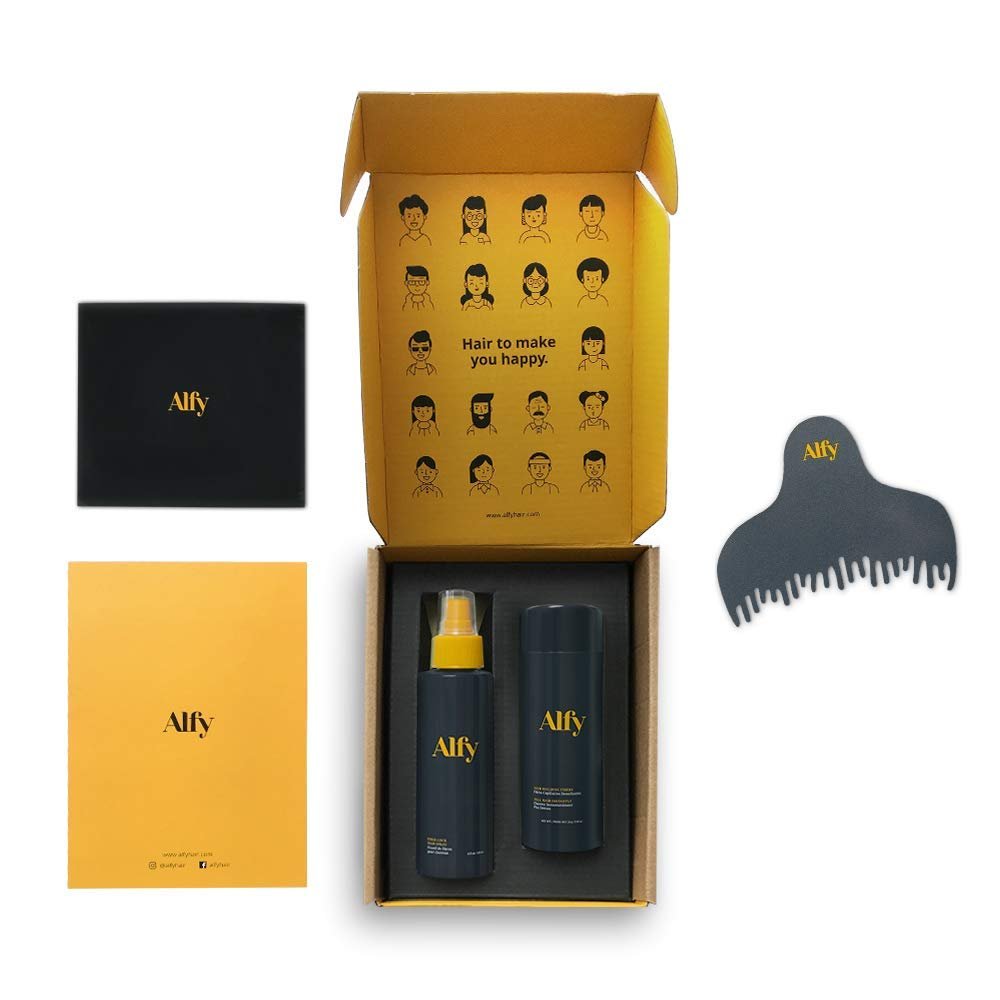Alfy Starter Kit - Hair Fibers for Thinning Hair - Premium-Grade Keratin Hair Building Fibers for Men and Women - Hair Thickening Fibers to Help Conceal Existing Bald Spots - (Medium Brown)