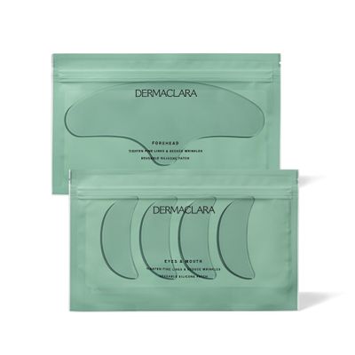 Dermaclara Silicone Patch Eyes & Forehead Kit - Anti-Wrinkle Face Patches for Frown & Smile Lines, Reusable Overnight Silicone Wrinkle Pads, Up to 30 Uses - 4 Eye & Mouth, 1 Forehead