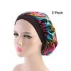 Magik Women Satin Night Sleep Cap Hair Bonnet Hat Silk Head Cover Wide Elastic Band (2 Pack, Holographic Black) view 1