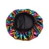 Magik Women Satin Night Sleep Cap Hair Bonnet Hat Silk Head Cover Wide Elastic Band (2 Pack, Holographic Black) view 4