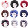 Magik Extra Large Long Hair Care Satin Bonnet Cap Night Sleep Hat Head Wrap Cover (White&Red Flower, 2) view 3
