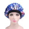 Magik Women Satin Night Sleep Cap Hair Bonnet Hat Silk Head Cover Wide Elastic Band (2 Pack, Blue Flower) view 2
