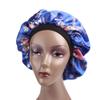 Magik Women Satin Night Sleep Cap Hair Bonnet Hat Silk Head Cover Wide Elastic Band (2 Pack, Blue Flower) view 4