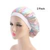 Magik Women Satin Night Sleep Cap Hair Bonnet Hat Silk Head Cover Wide Elastic Band (2 Pack, Holographic Pink) view 1