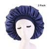 Magik Extra Large Long Hair Care Satin Bonnet Cap Night Sleep Hat Head Wrap Cover (Navy, 2) view 1