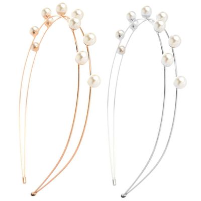 2PCS Rhinestone Headband Headwear Hair Hoop Head Band Hair Band for Women Imitation Pearl Hair Headdress Accessories (D#)