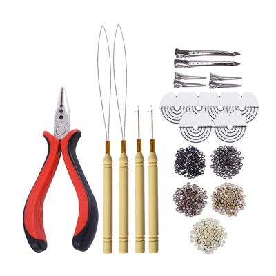 1000 Pcs Silicone Micro Rings Hair Extensions Tools Kit: Three-hole Hair Pliers, Micro Pulling Hook Needle, Loop Threader and Silicone Micro Links Rings Beads (5 Colors)