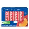 NIVEA Peach Lip Care, Tinted Lip Balm Pack with Shea Butter, Nourishing Oils and Vitamin C & E, 3-in-1 Moisture, Repair and Color, 0.17 Oz Stick, Pack of 4 view 1