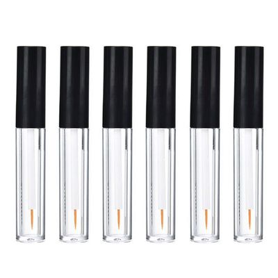 6Pcs 4ml Eyeliner Vials Tube Empty Refillable Plastic Clear Mascara Tube Eyelashes Tube Eyeliner Bottle With Plug and Black Lid Portable Travel Eyelash Growth Oil Tube Container