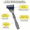 G.B.S 5 Blade Compatible Chrome Steel Shaving Razor  Weighted Handle for Maximum Control  Luxury Men's Razor for a Smooth, Close Shave  Compatible with Leading 5-Blade Cartridges view 3