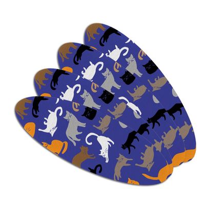 Crazy Cat Pattern Double-Sided Oval Nail File Emery Board Set 4 Pack