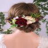 Anglacesmade Bridal Flower Hair Comb Burgundy Flower Cream Bud Wedding Wreath Bush Headpiece for Rustic Wedding Photo Shoot Prom Party Festival view 3