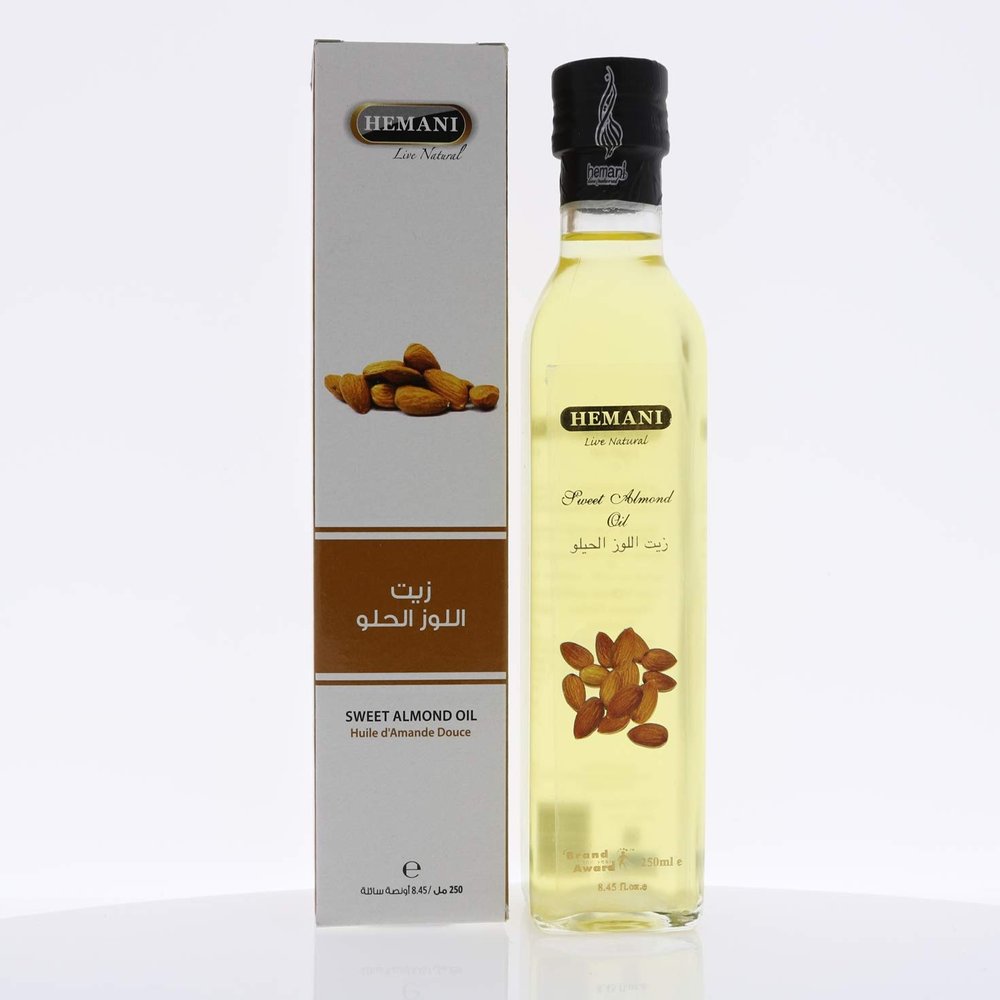 Hemani Sweet Almond Oil - 100% Pure & Natural Cold Pressed Oil for Hair, Skin, and Nails - 8.5 FL OZ (250mL)