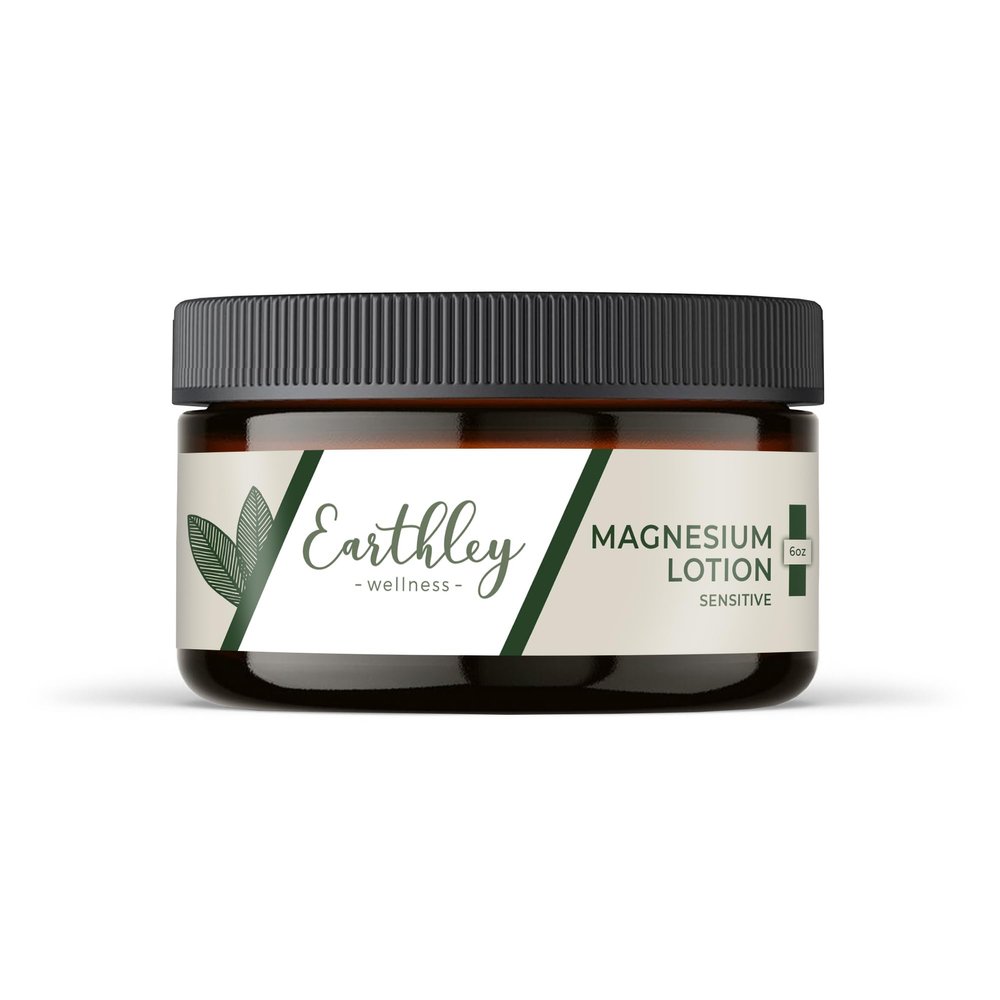 Earthley Wellness, Magnesium Lotion, Parent's Picks Award-Winner, Magnesium Cream for Promoting Relaxation, Rest & Muscle Recovery, Natural, Non-Itchy, Fast-Absorbing Formula (6oz, Sensitive)