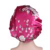 Magik Women Satin Night Sleep Cap Hair Bonnet Hat Silk Head Cover Wide Elastic Band (2 Pack, Burgundy Flower) view 3