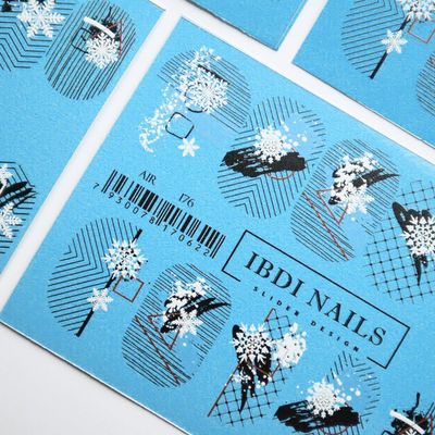 IBDI Abstract snowflake winter nail Decals/Sliders for manicure or pedicure, Decal for nails, Slider for manicures and pedicures, Nail art
