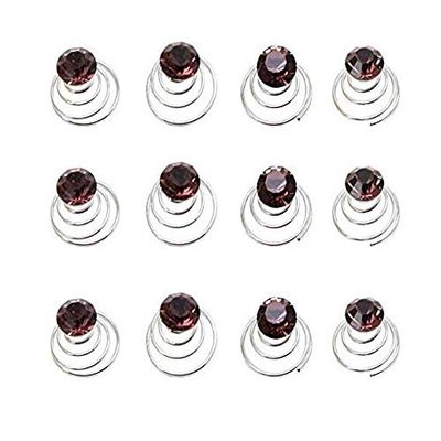 24 Pcs Gorgeous Rhinestones Hair Spirals Clips Shiny Metal Spiral Updo Prom Hair Pins Swirl Hair Twists Coils Wedding Hair Clips (Purple)
