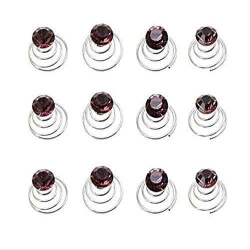 24 Pcs Gorgeous Rhinestones Hair Spirals Clips Shiny Metal Spiral Updo Prom Hair Pins Swirl Hair Twists Coils Wedding Hair Clips (Purple)